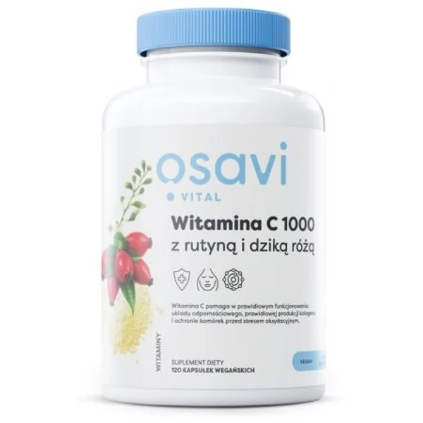 Osavi Vitamin C1000 mit Rutin und Hagebutte, 120 Kapseln – gepuffertes Vitamin C zur Unterstützung des Immunsystems und antioxidativer Schutz