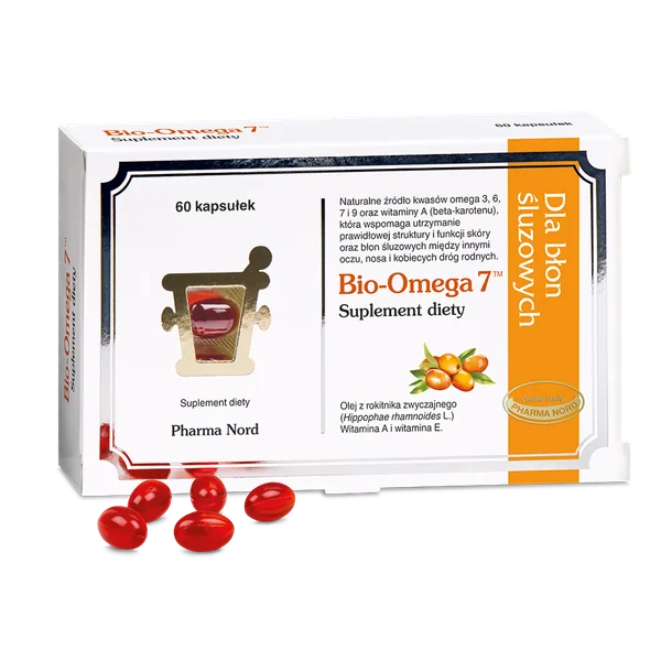 Pharma Nord Bio-Omega 7 60 Kapseln mit Omega-7, Omega-3-6-9 und Beta-Carotin, pflanzliches Nahrungsergänzungsmittel für Haut und Schleimhäute