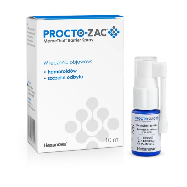 Procto-Zac® MemeThol® Barrier Spray 10 ml – medizinisches Produkt zur Linderung von Hämorrhoiden und Analfissuren bei Erwachsenen