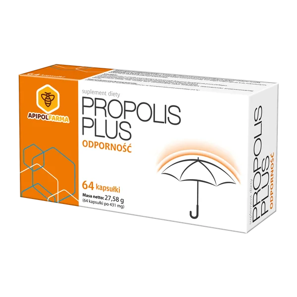 Propolis Plus 64 Kapseln – natürliches Nahrungsergänzungsmittel zur Unterstützung des Immunsystems mit Propolis, Vitamin C und Zink.