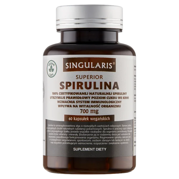 Singularis Superior Spirulina 700 mg 60 Kapseln – natürliches Superfood zur Stärkung, Entgiftung und Energie für Körper und Geist