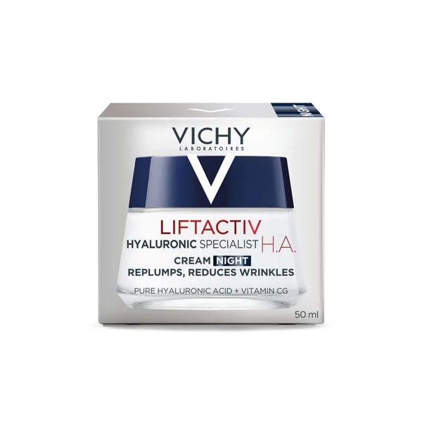 Vichy Liftactiv H.A. Anti-Falten Nachtcreme 50 ml mit Hyaluronsäure für straffe, glatte und hydratisierte Haut
