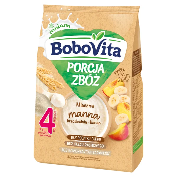 BoboVita Milchgrießbrei Pfirsich-Banane für Babys ab 4 Monaten, 210 g