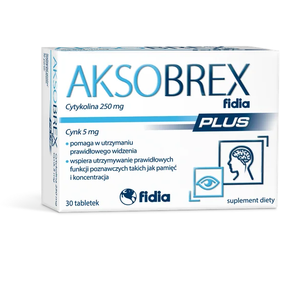 Aksobrex Fidia Plus Tabletten mit Citicolin und Zink zur Unterstützung der Sehkraft und kognitiven Funktionen