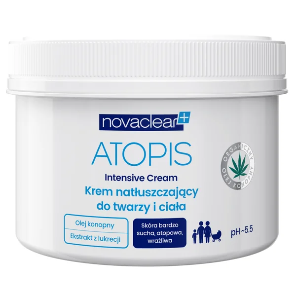 Equalan Novaclear Atopis Intensive Cream 500 ml – fetthaltige Pflegecreme für trockene und empfindliche Haut von Gesicht und Körper.