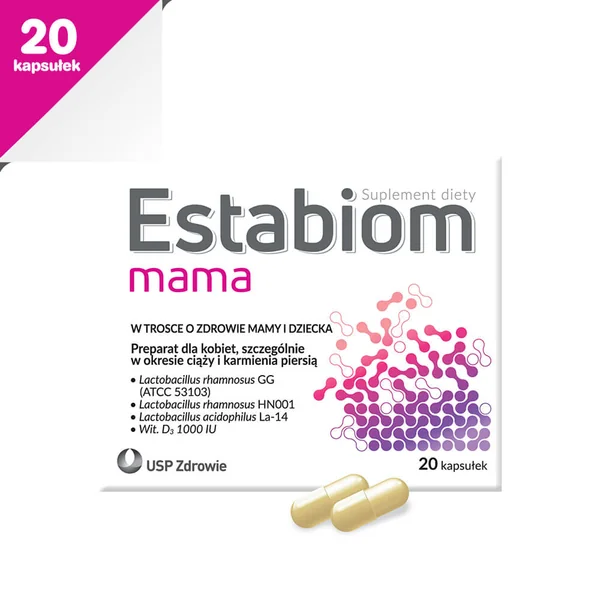 Estabiom Mama Probiotika für Schwangere mit Lactobacillus rhamnosus GG, Vitamin C und Inulin, 20 Kapseln