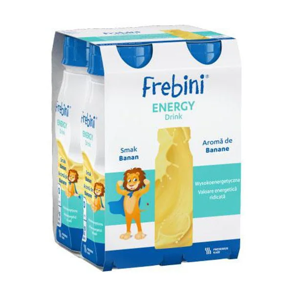 Frebini Energy Drink Banane 4x200 ml Flaschen – hochkalorisches Trinknahrungsgetränk für Kinder