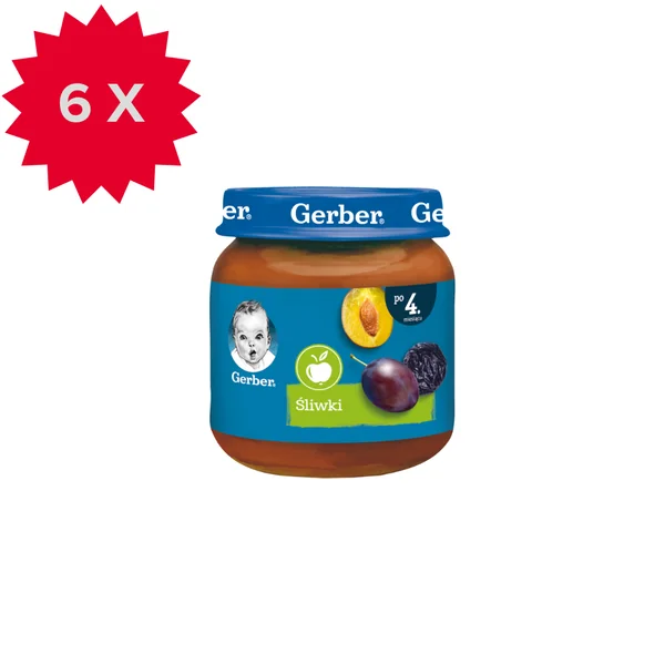 Gerber Frucht-Dessert „Pflaume“ für Babys ab 4 Monaten, sanfter Pflaumenbrei ohne Zuckerzusatz