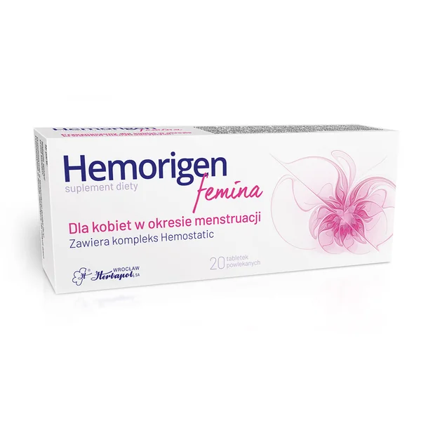 Hemorigen Femina 20 Filmtabletten – Nahrungsergänzung für Frauen zur Unterstützung der Blutgerinnung und Komfort während der Menstruation