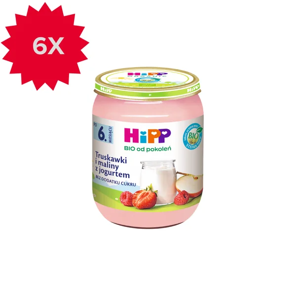 HiPP BIO Erdbeer-Himbeer Dessert mit Joghurt, 160 g, gesundes Babydessert ab 6 Monaten, ballaststoffreich, glutenfrei, ohne Zuckerzusatz