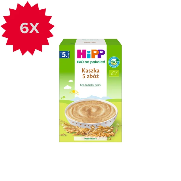 HiPP BIO 5-Korn-Brei 200 g Packung für Babys ab 5 Monaten, milchfrei und ohne Zucker, gesunde Babynahrung