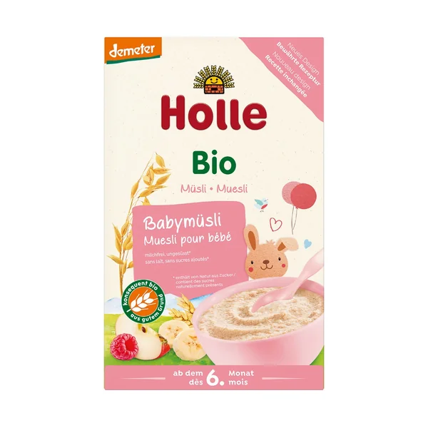 Holle BIO Demeter Vollkorn-Getreidebrei mit Müsli, milchfrei, 250 g – ballaststoffreicher Brei für Babys ab 6 Monaten