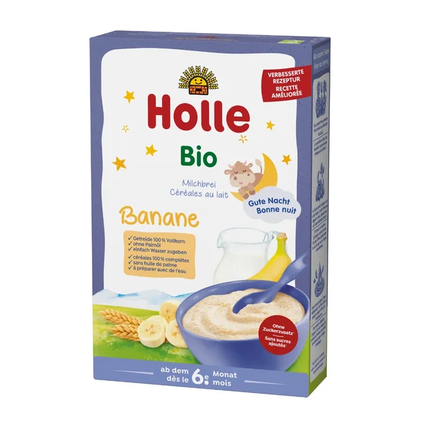 Holle Bio Milchbrei Banane 250 g – milchhaltiger Babynahrungsbrei, leicht verdaulich, für Säuglinge ab 6 Monaten