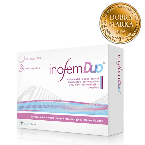 Inofem Duo Tabletten für weibliche Fruchtbarkeit und Hormonbalance, 24 lutschbare Tabletten mit Himbeergeschmack