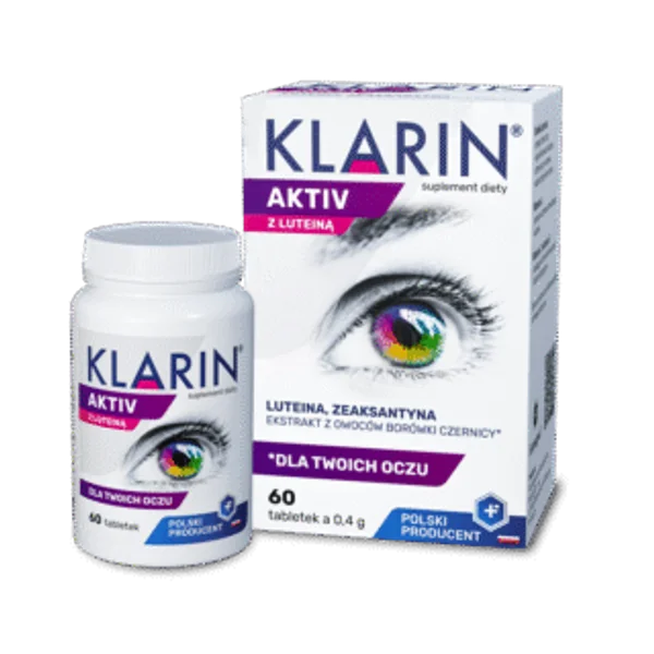 Klarin Aktiv Lutein 60 Tabletten Nahrungsergänzung für gesunde Augen mit Heidelbeerextrakt, Lutein, Zeaxanthin und Vitaminen A, C, E