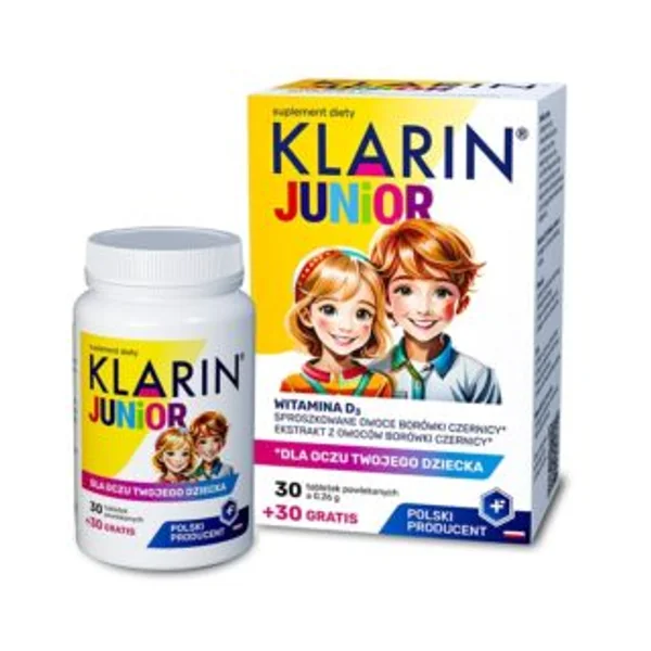 Klarin Junior Tabletten für Kinder zur Unterstützung der Sehkraft mit Heidelbeere, Vitamin A, B2 und Zink
