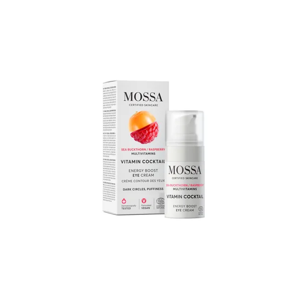 Mossa Vitamin Cocktail Augencreme 15 ml mit Sanddorn und Himbeere für feuchtigkeitsspendende, regenerierende Augenpflege