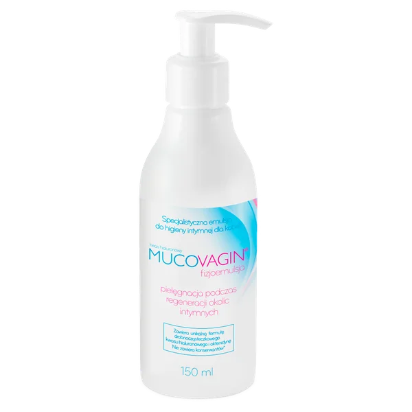 MUCOVAGIN Intimpflege-Emulsion 150 ml Flasche mit praktischer Pumpe zur sanften täglichen Pflege und Regeneration der Intimzone.