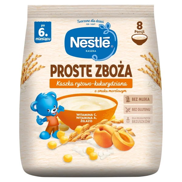 Nestlé Reis-Mais-Brei mit Aprikose, 144 g, glutenfrei, ab 6 Monaten, gesunde Babynahrung