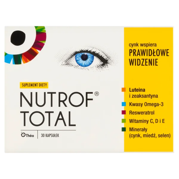 Nutrof Total Kapseln – Nahrungsergänzung zur Unterstützung der Augengesundheit mit Omega-3, Lutein, Zeaxanthin, Resveratrol und Vitamin D3.