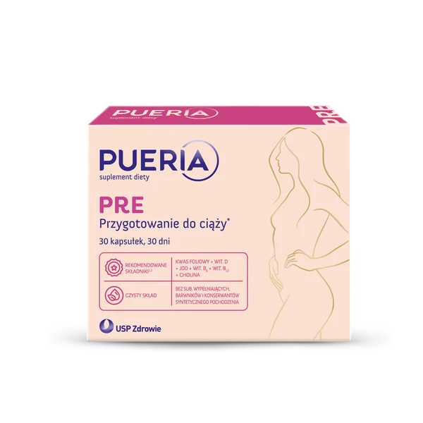 Pueria Pre – Präkonzeptions-Supplement für Frauen mit Folsäure, Vitamin D, Jod und Cholin zur Unterstützung vor der Schwangerschaft