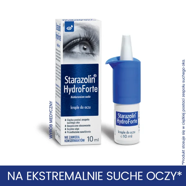 Starazolin HydroForte Augentropfen 10 ml – intensiv befeuchtend, lindernd und schützend für trockene, gereizte und müde Augen, konservierungsmittelfrei