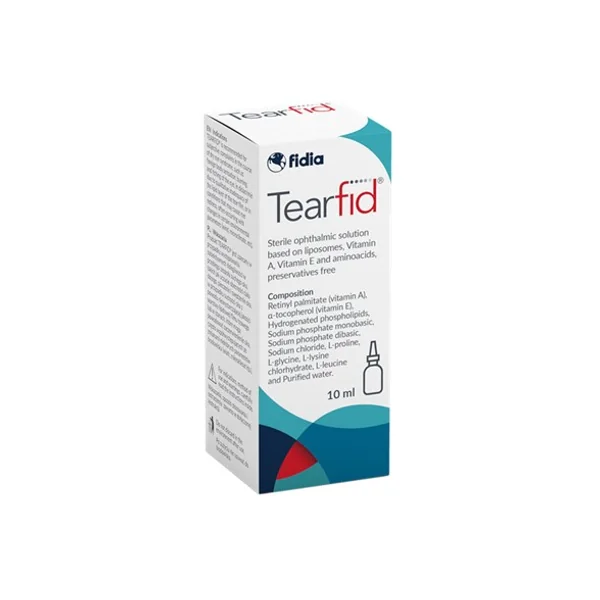 Tearfid® Augentropfen 10 ml – feuchtigkeitsspendend, schützend und lindernd bei trockenem Auge, mit Liposomen, Vitamin A und E, konservierungsmittelfrei