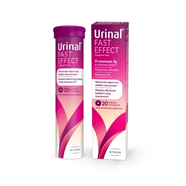 Urinal Fast Effect Brausetabletten für gesunde Harnwege mit D-Mannose, Vogelknöterich und Vitamin D3