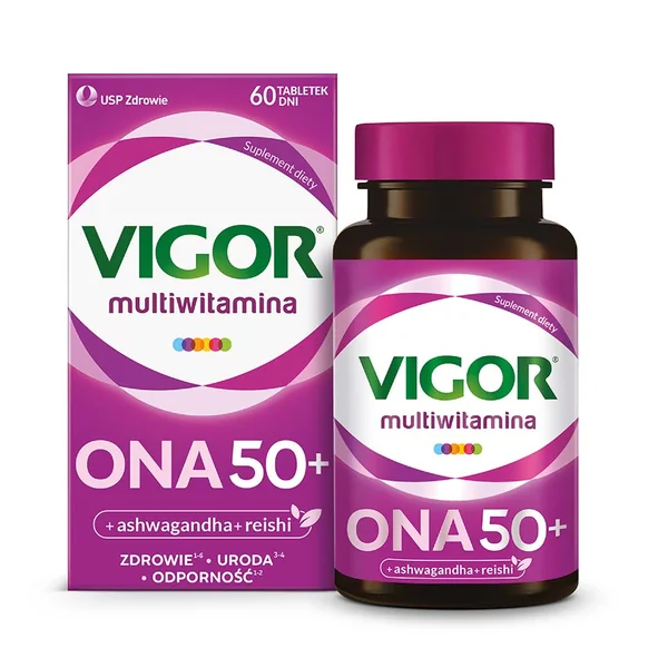 Vigor Multiwitamina ONA 50+ 60 Tabletten, Multivitaminpräparat für Frauen über 50 mit Adaptogenen für Gesundheit und Vitalität
