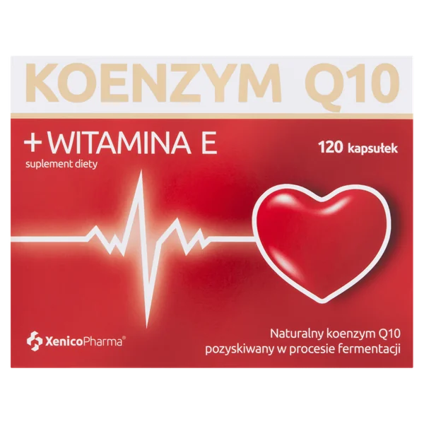 Xenico Pharma Coenzym Q10 + Vitamin E, 120 Kapseln – Nahrungsergänzung für Energie, Herzgesundheit und antioxidativen Zellschutz.
