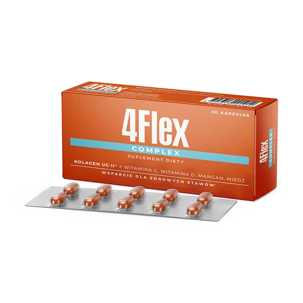 4Flex Complex Kapseln – Nahrungsergänzung für gesunde Gelenke mit UC-II Kollagen, Vitamin C, Vitamin D, Mangan und Kupfer