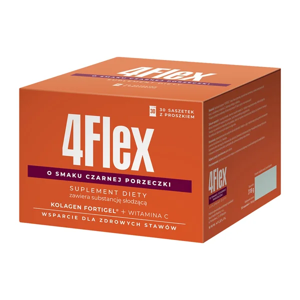 4Flex Pulver Schwarze Johannisbeere, 30 Beutel – Nahrungsergänzung für gesunde Gelenke, Kollagen und Vitamin C