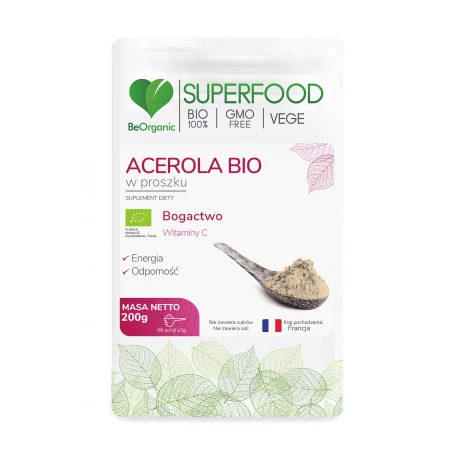 BeOrganic Acerola Bio Superfood Pulver 200 g natürliches Vitamin C Nahrungsergänzung
