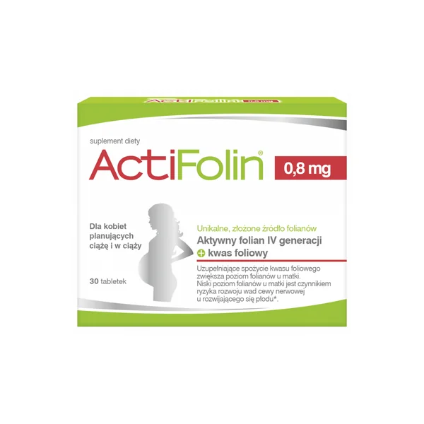 ActiFolin 0,8 mg Tabletten – Nahrungsergänzungsmittel mit Folsäure und aktivem L-Methylfolat für schwangere Frauen