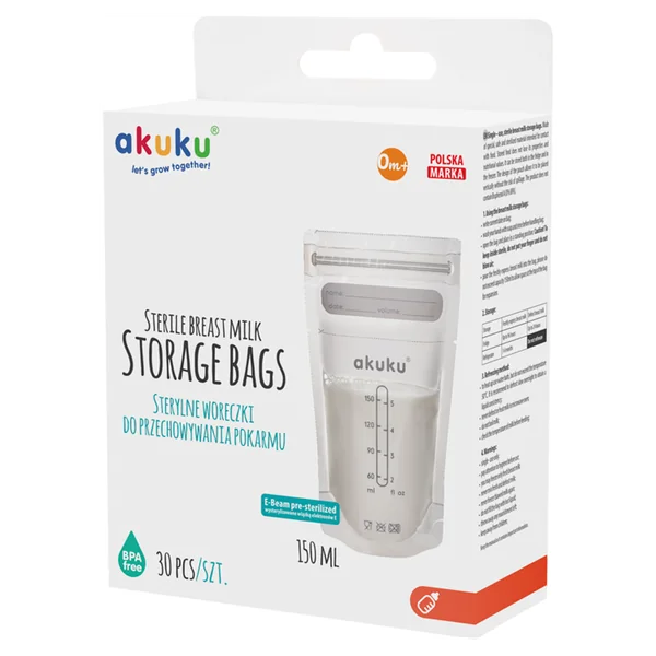 Akuku sterile Muttermilchbeutel 150 ml 30 Stück, hygienisch, BPA-frei und auslaufsicher