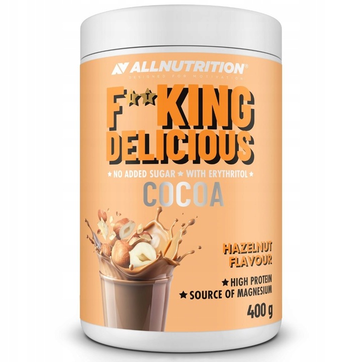 Allnutrition Fitking Delicious Cocoa – zuckerfreier Protein-Kakao mit Haselnussgeschmack, Ballaststoffen und Magnesium