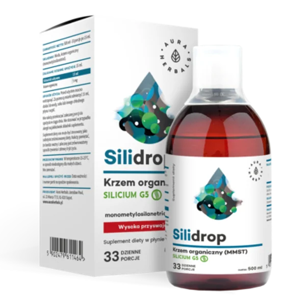 Aura Herbals Silidrop organisches Silizium MMST Silicium G5 flüssiges Nahrungsergänzungsmittel 500 ml