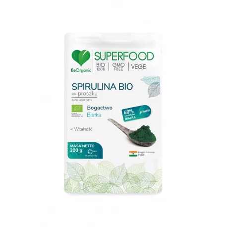 BeOrganic Spirulina BIO Pulver 200 g – Bio Spirulina für Gesundheit, Energie und Vitalität