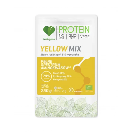 BeOrganic Yellow Mix BIO 250 g – pflanzliches Protein Pulver aus Erbsen, Reis und Hanf