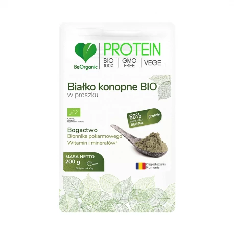 BeOrganic Hanfprotein BIO Pulver 200 g – veganes Protein aus Hanfsamen, reich an Nährstoffen und Ballaststoffen