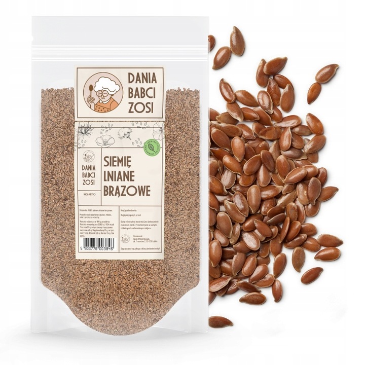 Braune Leinsamen 1 kg Dania Babci Zosi in wiederverschließbarer Verpackung