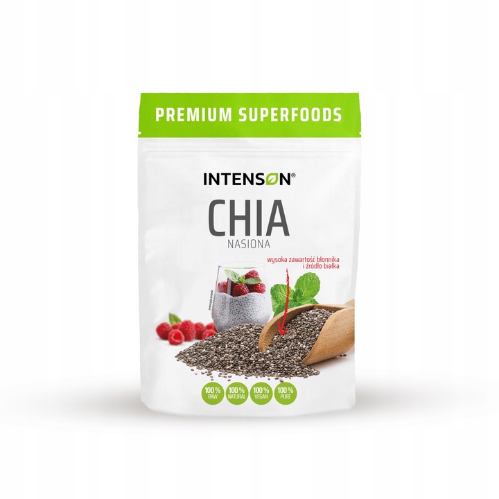 Intenson Chia-Samen 500 g – ballaststoffreiches, veganes Superfood für Smoothies, Pudding und Backwaren