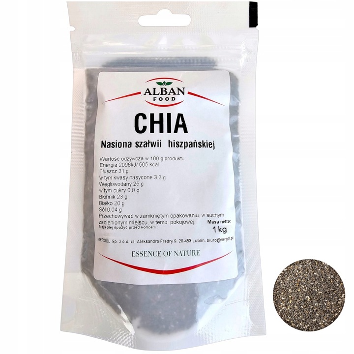 Chiasamen 1 kg (Salvia hispanica L.) – lose Superfood-Samen in Schale, reich an Omega-3, Ballaststoffen und pflanzlichem Eiweiß.