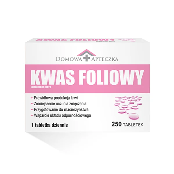Domowa Apteczka Folsäure 250 Tabletten – Nahrungsergänzung zur Unterstützung von Blutbildung, Nervensystem und Vorbereitung auf Mutterschaft