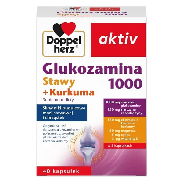 Doppelherz aktiv Glucosamin 1000 Gelenke + Kurkuma, 40 Kapseln für gesunde Gelenke und Knorpel