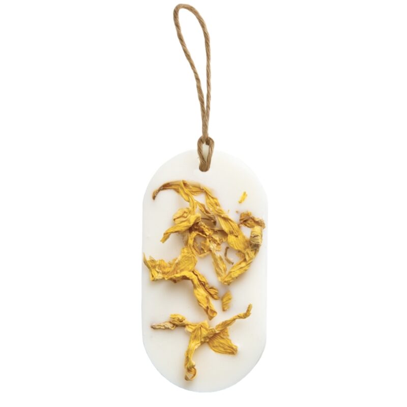 Ovaler Duftanhänger „Vanille“ aus Sojawachs mit cremigem Vanilleduft, ideal für Schränke, Schubladen oder Koffer