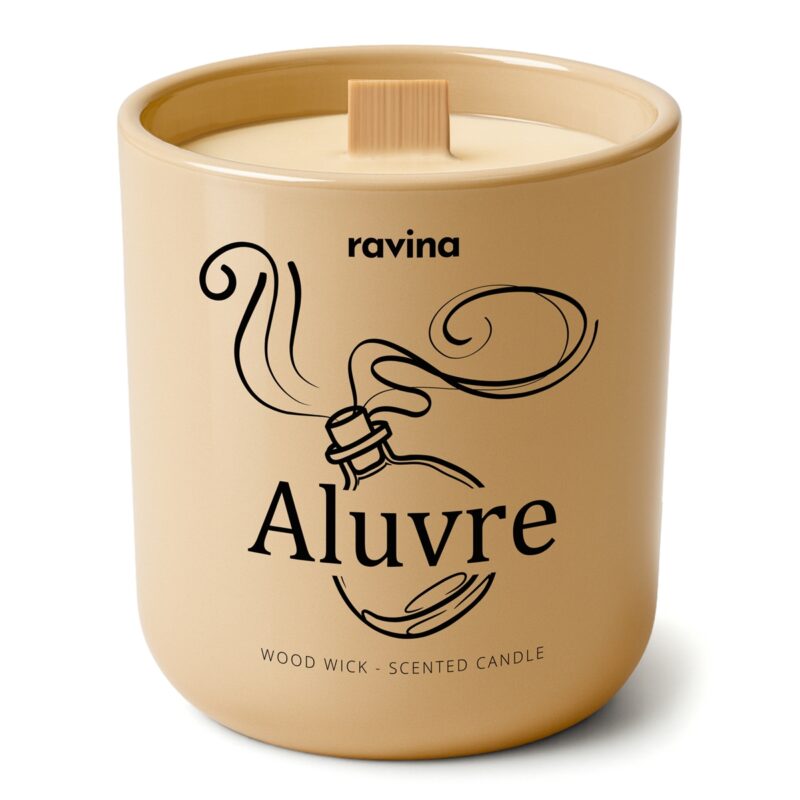 Aluvre Duftkerze von Ravina in handbemaltem Glas, inspiriert von Allure Homme Chanel, eleganter Herrenduft mit Zitrus, Pfeffer, Amber und Vanille