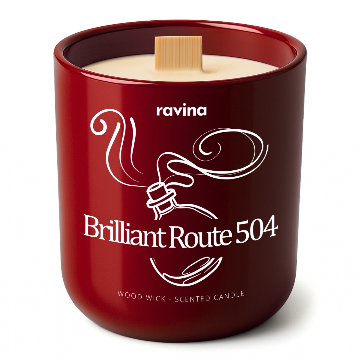 Duftkerze Brilliant Route 504 in handbemaltem Glas, sinnlicher Duft mit Safran, Jasmin, Amber und Zeder, inspiriert von Baccarat Rouge 540