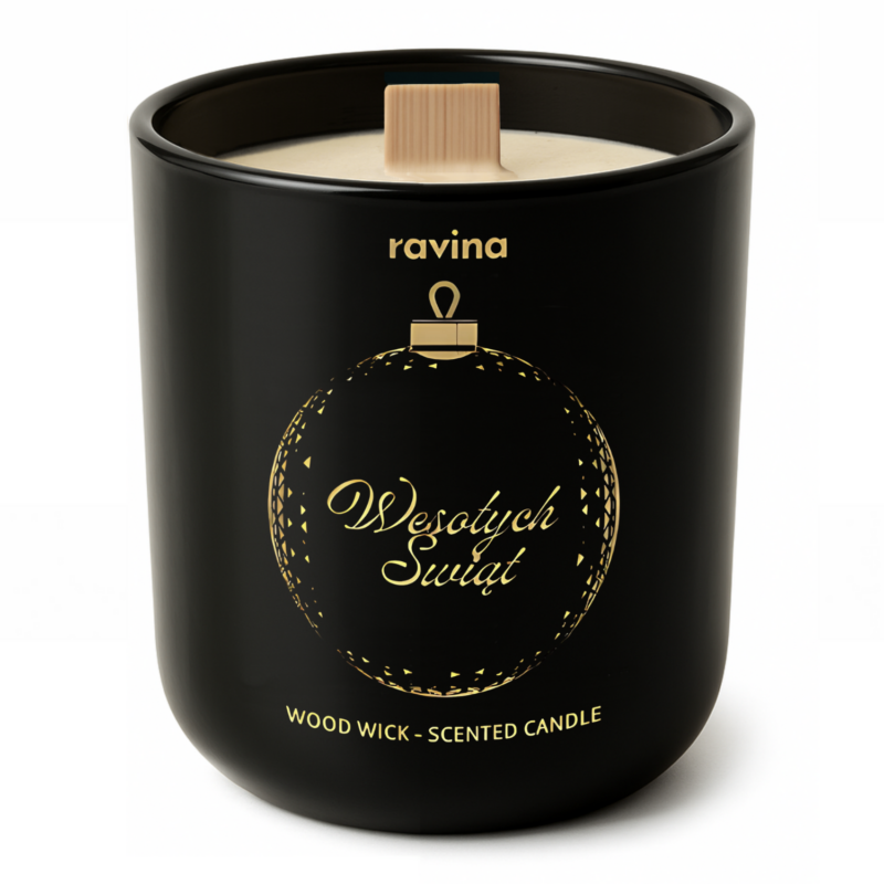 Ravina Glühwein-Duftkerze im handbemalten Glas mit Orange, Zimt und Nelken, ideal für gemütliche Winterabende und Weihnachten.