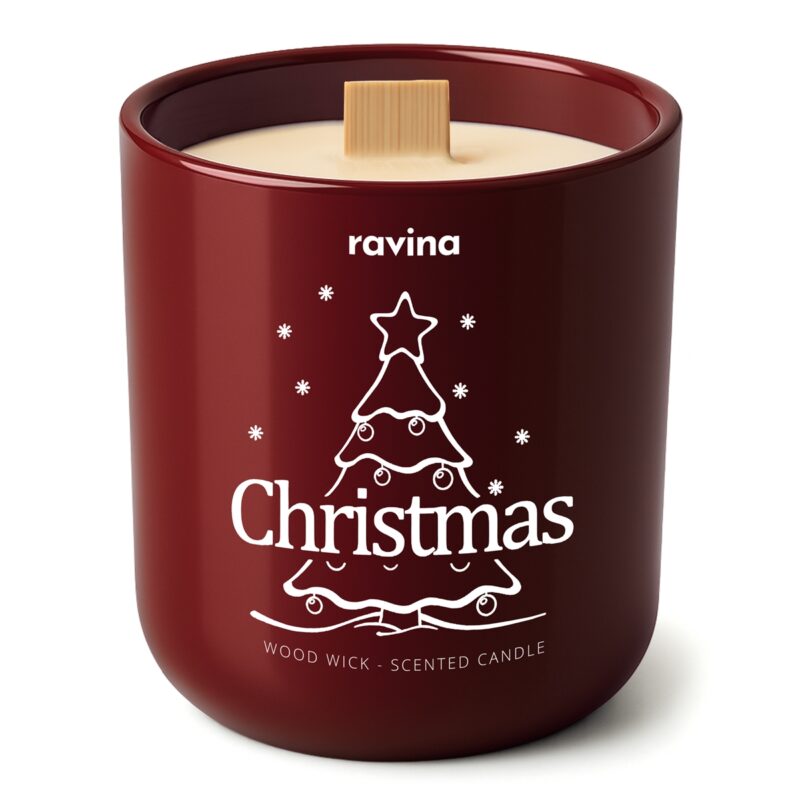 Duftkerze Christmas in handbemaltem Glas mit Noten von Orange, Nelken und Zimt